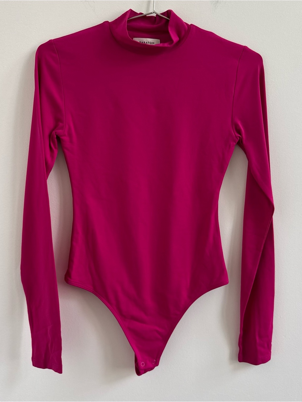 Babaton Fuchsia Long-Sleeve Mock Neck Bodysuit